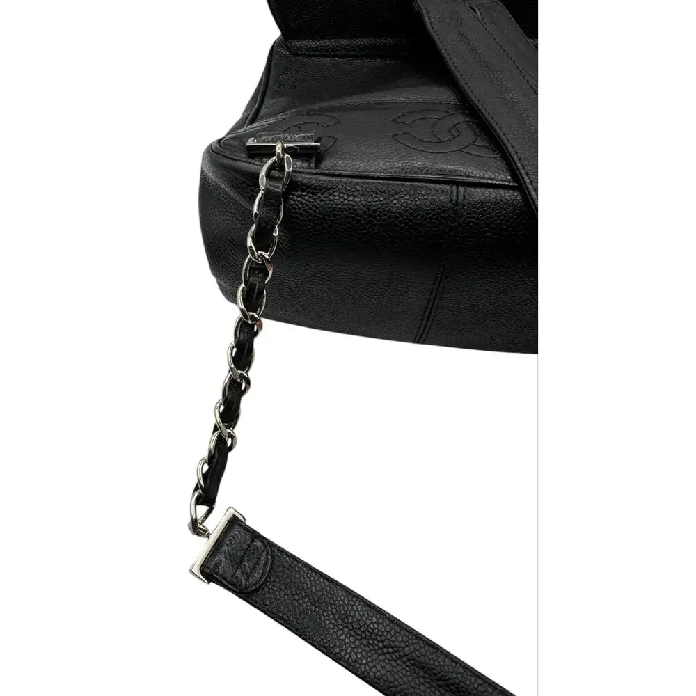 Chanel 1996-1997 Black Caviar Triple CC Backpack - Silver Hardware *RARE*